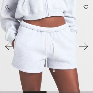 Skims Cotton Fleece Classic Short in Light Heather Grey